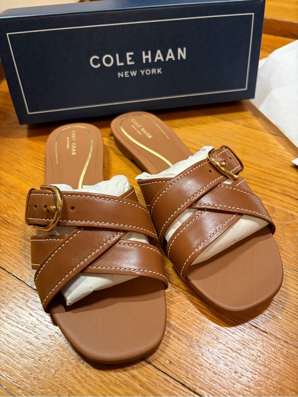Cole Haan Velma Buckle Slide Sandal – British Tan – Size 8 – BNIB